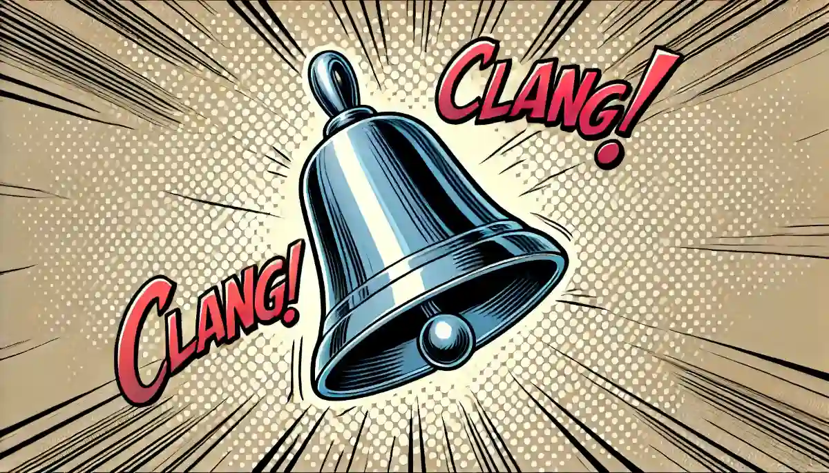 A comic book page showing a cowbell being rang